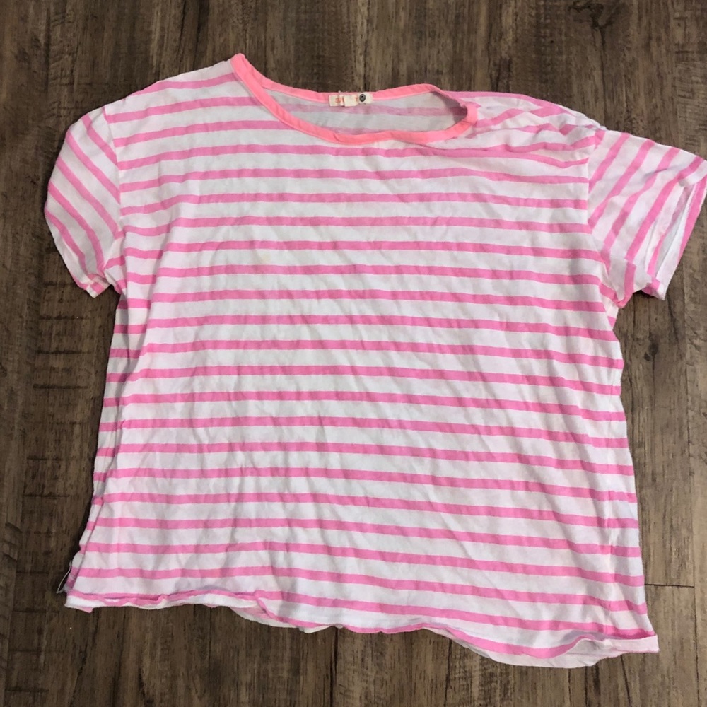 women’s pink striped shirt